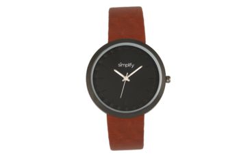 Image of Simplify The 6000 Leather-Band Watch, Black/Light Brown, SIM6005