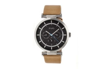 Image of Simplify The 4800 Leather-Band Watch w/Day/Date, Silver/Silver/Khaki-Tan, Standard SIM4806