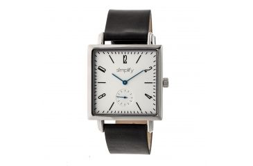 Image of Simplify The 5000 Leather-Band Watch, Silver/Black SIM5001