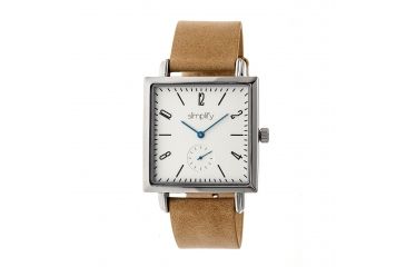 Image of Simplify The 5000 Leather-Band Watch, Silver/Khaki/Tan SIM5005