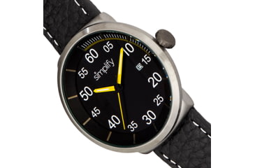 Image of Simplify The 7100 Leather-Band Watch w/Date, Black/Black/Gunmetal, One Size, SIM7105