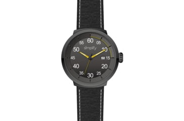 Image of Simplify The 7100 Leather-Band Watch w/Date, Black/Black/Gunmetal, One Size, SIM7105