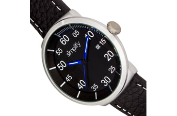 Image of Simplify The 7100 Leather-Band Watch w/Date, Black/Black/Silver, One Size, SIM7103