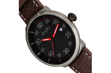 Image of Simplify The 7100 Leather-Band Watch w/Date, Black/Dark Brown, One Size, SIM7106