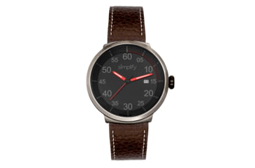 Image of Simplify The 7100 Leather-Band Watch w/Date, Black/Dark Brown, One Size, SIM7106