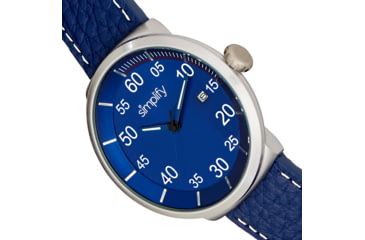 Image of Simplify The 7100 Leather-Band Watch w/Date, Blue/Blue, One Size, SIM7104