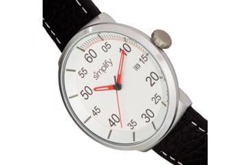 Image of Simplify The 7100 Leather-Band Watch w/Date, Silver/Black, One Size, SIM7101