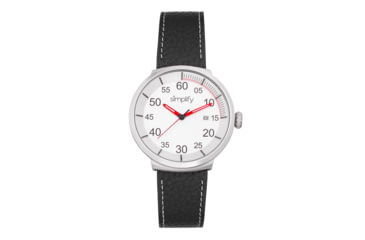 Image of Simplify The 7100 Leather-Band Watch w/Date, Silver/Black, One Size, SIM7101