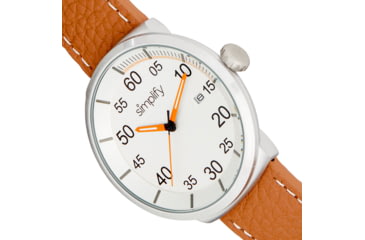 Image of Simplify The 7100 Leather-Band Watch w/Date, Silver/Brown, One Size, SIM7102