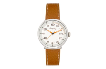 Image of Simplify The 7100 Leather-Band Watch w/Date, Silver/Brown, One Size, SIM7102