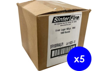 Image of SinterFire 9mm Luger 100 grain Frangible Brass Centerfire Pistol Ammo, 5000 Rounds