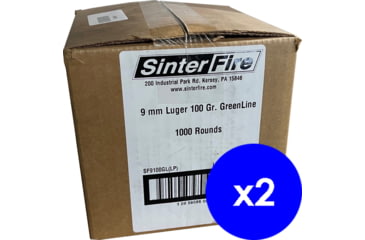 Image of Sinterfire Greenline 9mm Luger 100 Grain Brass Cased Centerfire Pistol Ammo, 2000 Rounds