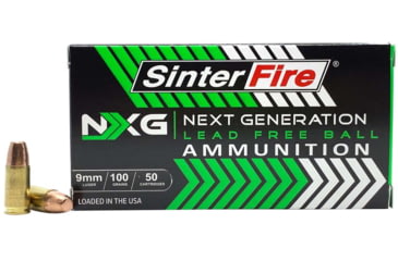 Image of SinterFire NXG Lead Free Ball 9 mm Luger 100 Grain Brass Cased Pistol Ammo, 50 Rounds, SF9100NXG