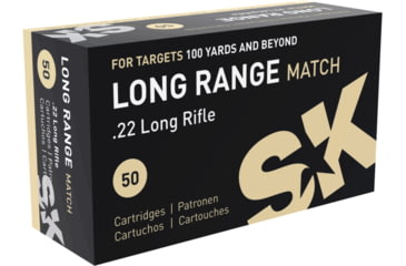 Image of SK Long Range Match .22 Long Rifle 40 grain Lead Round Nose Brass Cased Rimfire Ammo, 50 Rounds, 420158