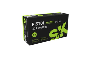 Image of SK Pistol Match Special .22 Long Rifle 40 grain Lead Round Nose Brass Cased Rimfire Ammo, 50 Rounds, 420144