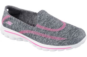 Image of Skechers GoWalk 2 Casual Shoe - Women's-Grey/Hot Pink-Medium-9.5