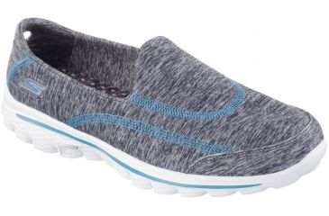 Image of Skechers GoWalk 2 Casual Shoe - Women's-Grey/Turquoise-Medium-11
