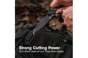 Image of SKEETER HAWK Drop Point Blade EDC Essential Fixed Blade Knife, Black/Brown, TRU-FXK-0001