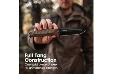 Image of SKEETER HAWK Drop Point Blade EDC Essential Fixed Blade Knife, Black/Brown, TRU-FXK-0001