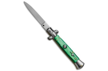 Image of Skm SKM 8&quot; Italian Stiletto Automatic Knife Green Pearlex 3.3&quot; Satin Flat, Green, Stainless Steel, adult, BHQ-51132