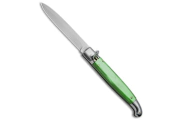 Image of Skm SKM 9.5&quot; Fancy Lever Lock Automatic Knife Green Acrylic 4&quot; Satin Bayo, Green, Stainless Steel, adult, BHQ-51410