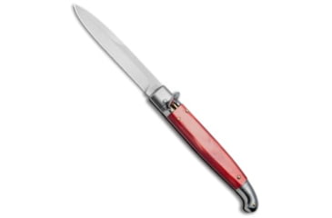Image of SKM 9.5 Fancy Automatic Folding Knife, 4.125in, Stainless Steel, Bayonet Blade, Acrylic, Red Handle, Red/Gray, 9.50 inch, BHQ-51412