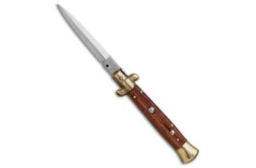 Image of SKM AB 9 Italian Stiletto Automatic Folding Knife, 3.875in, Stainless Steel, Dagger Blade, Wood, Wood Handle, Brass/Bocote, Wood/Steel, 8.875 inch, BHQ-51089