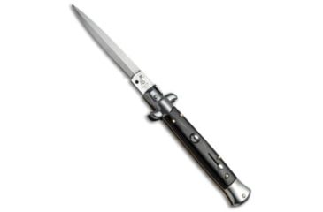 Image of Skm SKM AB 9&quot; Italian Stiletto Automatic Knife Dark Horn 3.8&quot; Satin Dagger, Black, Stainless Steel, adult, BHQ-51919