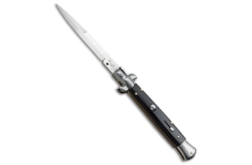 Image of Skm SKM AB 9" Italian Stiletto Automatic Knife Ebony Wood 3.8" Satin Bayo, Black, Stainless Steel, adult, BHQ-51157