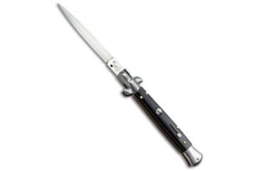 Image of Skm SKM AB 9" Italian Stiletto Automatic Knife Ebony Wood 3.8" Satin Dagger, Black, Stainless Steel, adult, BHQ-51159
