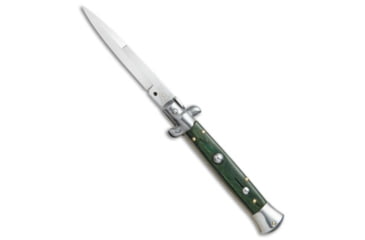 Image of Skm SKM AB 9" Italian Stiletto Automatic Knife Light Green Pakka 4" Satin Bayo, Green, Stainless Steel, adult, BHQ-51008