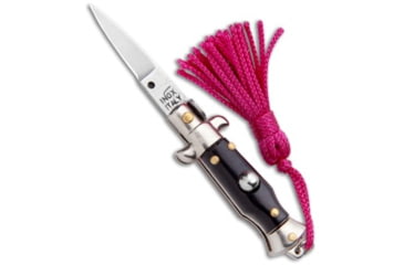 Image of Skm SKM Italian Stiletto Keychain Automatic Knife Black/Pink 1.125" Satin, Black/Pink, Stainless Steel, adult, BHQ-102936