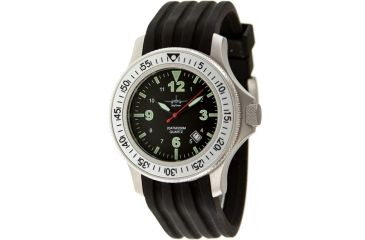 Image of Skytimer 503305003 Quartz Diver Mens Watch - Silver Bezel, Black Dial, Lime Markings, Black Strap