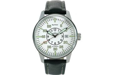 Image of Skytimer 510605030 Automatic Pilot Mens Watch - Leather Strap, Large White Dial