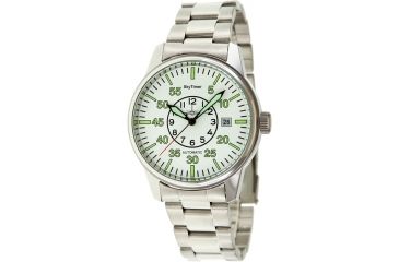 Image of Skytimer 510605031 Automatic Pilot Mens Watch - Silver Bracelet, Lime Markings