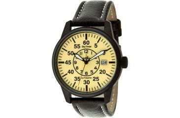 Image of Skytimer 510605426 Automatic Pilot Mens Watch - Leather Strap, Yellow Dial