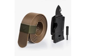 Image of SlideBelts Survival Belt, Brown Strap-Matte Black Buckle, 55in Long, 1.5in Wide SURVBELT-BWNMATTBLK-48