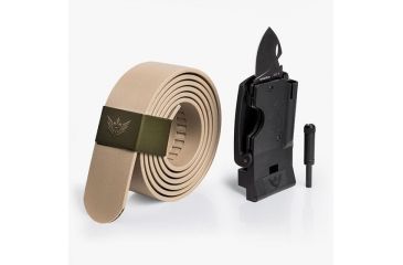 Image of SlideBelts Survival Belt, Desert Tan Strap-Matte Black Buckle, 55in Long, 1.5in Wide SURVBELT-TANMATTBLK-48