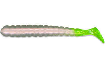 Image of Slider Bass/Walleye Grub, 3, 3in, Pearl White/Chartreuse Tail, SBGF35-W