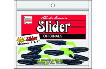 Image of Slider Double Action Minnow Grub, 10, 1/8in, Black/Chartreuse, SMF5