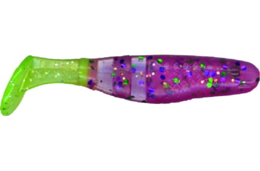 Image of Slider Double Action Minnow Grub, 10, 1/8in, Cotton Candy/Chartreuse, SMF368
