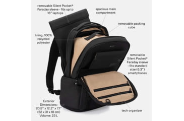 Image of SLNT E3 Faraday Backpack, Black, 23L, SPB-EDC-01