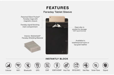 Image of SLNT Faraday Phone Sleeve, Black Leather, Extra Large, SPS-XLBL