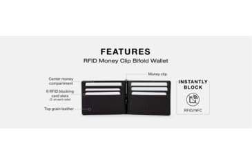 Image of SLNT RFID Money Clip BiFold Wallet, Black, SPW-BFMCBL