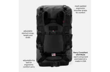 Image of SLNT Submersible Cylinder Faraday Backpack, USA Berry Compliant, Black, 40L, DFT-40L-BER-B