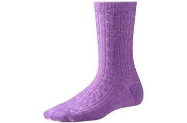 Image of Cable Crew Sock - Womens-Lilac-Large