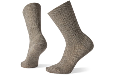 Image of Smartwool Cable Crew Sock - Womens, Taupe/Natural Marl, Medium, SW005005G26-TA/NM-Medium