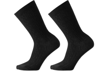 Image of Smartwool Cable II Crew Sock, 2 Pack - Womens, Black, Large, SW000670001-BLACKL