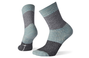 Image of Smartwool Color Block Cable Crew Socks - Womens, Frosty Green, Large, SW004004B72-L