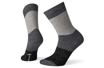 Image of Smartwool Color Block Cable Crew Socks - Womens, Medium Gray, Small, SW004004052-S